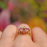 Ellibelle Jewellery Vintage Pink Sapphire & Diamond 18ct Gold Cluster Ring