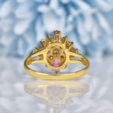 Ellibelle Jewellery Vintage Pink Sapphire & Diamond 18ct Gold Cluster Ring
