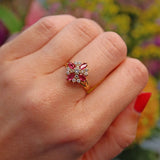 Ellibelle Jewellery Vintage Pink Sapphire & Diamond 18ct Gold Cluster Ring