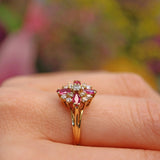 Ellibelle Jewellery Vintage Pink Sapphire & Diamond 18ct Gold Cluster Ring