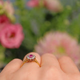 Ellibelle Jewellery Vintage Pink Sapphire & Diamond Cluster Ring