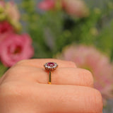 Ellibelle Jewellery Vintage Pink Sapphire & Diamond Cluster Ring