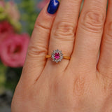 Ellibelle Jewellery Vintage Pink Sapphire & Diamond Cluster Ring