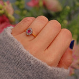 Ellibelle Jewellery Vintage Pink Sapphire & Diamond Cluster Ring