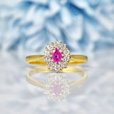 Ellibelle Jewellery Vintage Pink Sapphire & Diamond Cluster Ring