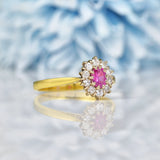 Ellibelle Jewellery Vintage Pink Sapphire & Diamond Cluster Ring