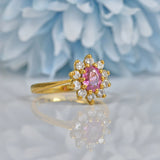 VINTAGE PINK SAPPHIRE & DIAMOND DAISY CLUSTER RING