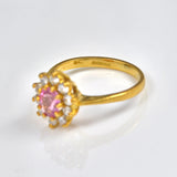 VINTAGE PINK SAPPHIRE & DIAMOND DAISY CLUSTER RING
