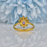 VINTAGE PINK SAPPHIRE & DIAMOND DAISY CLUSTER RING