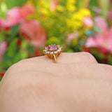 VINTAGE PINK SAPPHIRE & DIAMOND DAISY CLUSTER RING