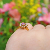VINTAGE PINK SAPPHIRE & DIAMOND DAISY CLUSTER RING