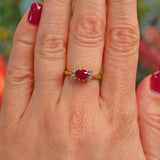 Ellibelle Jewellery Vintage Ruby & Diamond 18ct Gold Bow Ring
