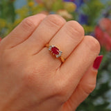 Ellibelle Jewellery Vintage Ruby & Diamond 18ct Gold Bow Ring