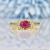 Ellibelle Jewellery Vintage Ruby & Diamond 18ct Gold Bow Ring