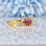 Ellibelle Jewellery Vintage Ruby & Diamond 18ct Gold Bow Ring