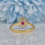 Ruby & Diamond 18ct Gold Halo Cluster Ring