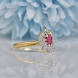 Ruby & Diamond 18ct Gold Halo Cluster Ring