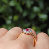 Ruby & Diamond 18ct Gold Halo Cluster Ring