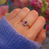 Ellibelle Jewellery Vintage Ruby & Diamond 18ct Gold Cluster Ring