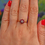 Ellibelle Jewellery Vintage Ruby & Diamond 18ct Gold Cluster Ring