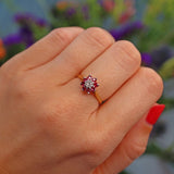 Ellibelle Jewellery Vintage Ruby & Diamond 18ct Gold Cluster Ring