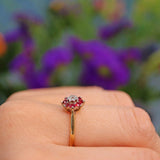 Ellibelle Jewellery Vintage Ruby & Diamond 18ct Gold Cluster Ring