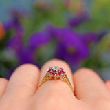Ellibelle Jewellery Vintage Ruby & Diamond 18ct Gold Cluster Ring