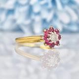 Ellibelle Jewellery Vintage Ruby & Diamond 18ct Gold Cluster Ring