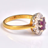 Ellibelle Jewellery Vintage Ruby & Diamond 18ct Gold Cluster Ring