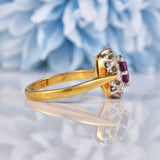 Ellibelle Jewellery Vintage Ruby & Diamond 18ct Gold Cluster Ring