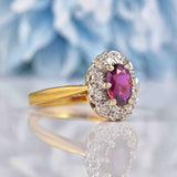 Ellibelle Jewellery Vintage Ruby & Diamond 18ct Gold Cluster Ring
