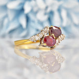 Ellibelle Jewellery Vintage Ruby & Diamond 18ct Gold Crossover Ring