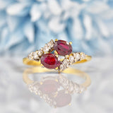 Ellibelle Jewellery Vintage Ruby & Diamond 18ct Gold Crossover Ring