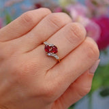 Ellibelle Jewellery Vintage Ruby & Diamond 18ct Gold Crossover Ring