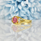 Ellibelle Jewellery VINTAGE RUBY & DIAMOND 18CT GOLD 'EVIL EYE' RING