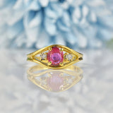 Ellibelle Jewellery VINTAGE RUBY & DIAMOND 18CT GOLD 'EVIL EYE' RING