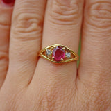 Ellibelle Jewellery VINTAGE RUBY & DIAMOND 18CT GOLD 'EVIL EYE' RING