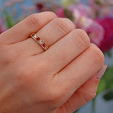 Ellibelle Jewellery Vintage Ruby & Diamond 18ct Gold Half Eternity Band Ring