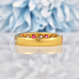 Ellibelle Jewellery Vintage Ruby & Diamond 18ct Gold Half Eternity Band Ring