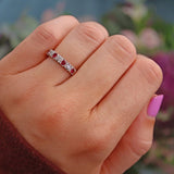 Ellibelle Jewellery Vintage Ruby & Diamond 18ct Gold Half Eternity Wedding Band Ring
