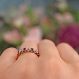 Ellibelle Jewellery Vintage Ruby & Diamond 18ct Gold Half Eternity Wedding Band Ring