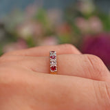 Ellibelle Jewellery Vintage Ruby & Diamond 18ct Gold Half Eternity Wedding Band Ring