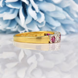 Ellibelle Jewellery Vintage Ruby & Diamond 18ct Gold Half Eternity Wedding Band Ring