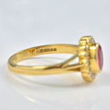 Ellibelle Jewellery VINTAGE RUBY & DIAMOND 18CT GOLD OVAL HALO RING