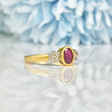Ellibelle Jewellery VINTAGE RUBY & DIAMOND 18CT GOLD TRILOGY RING