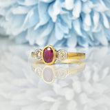 Ellibelle Jewellery VINTAGE RUBY & DIAMOND 18CT GOLD TRILOGY RING