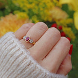Ellibelle Jewellery VINTAGE RUBY & DIAMOND 18CT GOLD TRILOGY RING