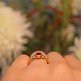 Ellibelle Jewellery VINTAGE RUBY & DIAMOND 18CT GOLD TRILOGY RING