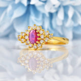 Ellibelle Jewellery Vintage Ruby & Diamond 22ct Gold Cluster Ring
