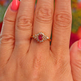 Ellibelle Jewellery Vintage Ruby & Diamond 22ct Gold Cluster Ring